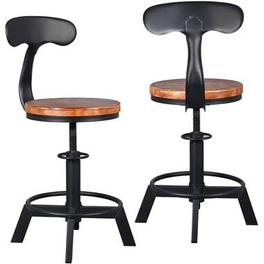 Bar Stools With Back Set Of 2, Rustic Industrial Kitchen Counter Stool  17